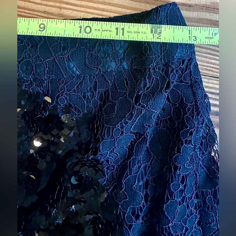 Cynthia Rowley Black Sequin & Lace Flared Leg Pants 4 - Picture 11 of 13